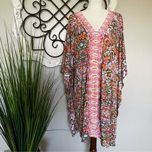 ELLEN TRACY Size 2X Colorful Poncho Style Swimsuit Cover Up